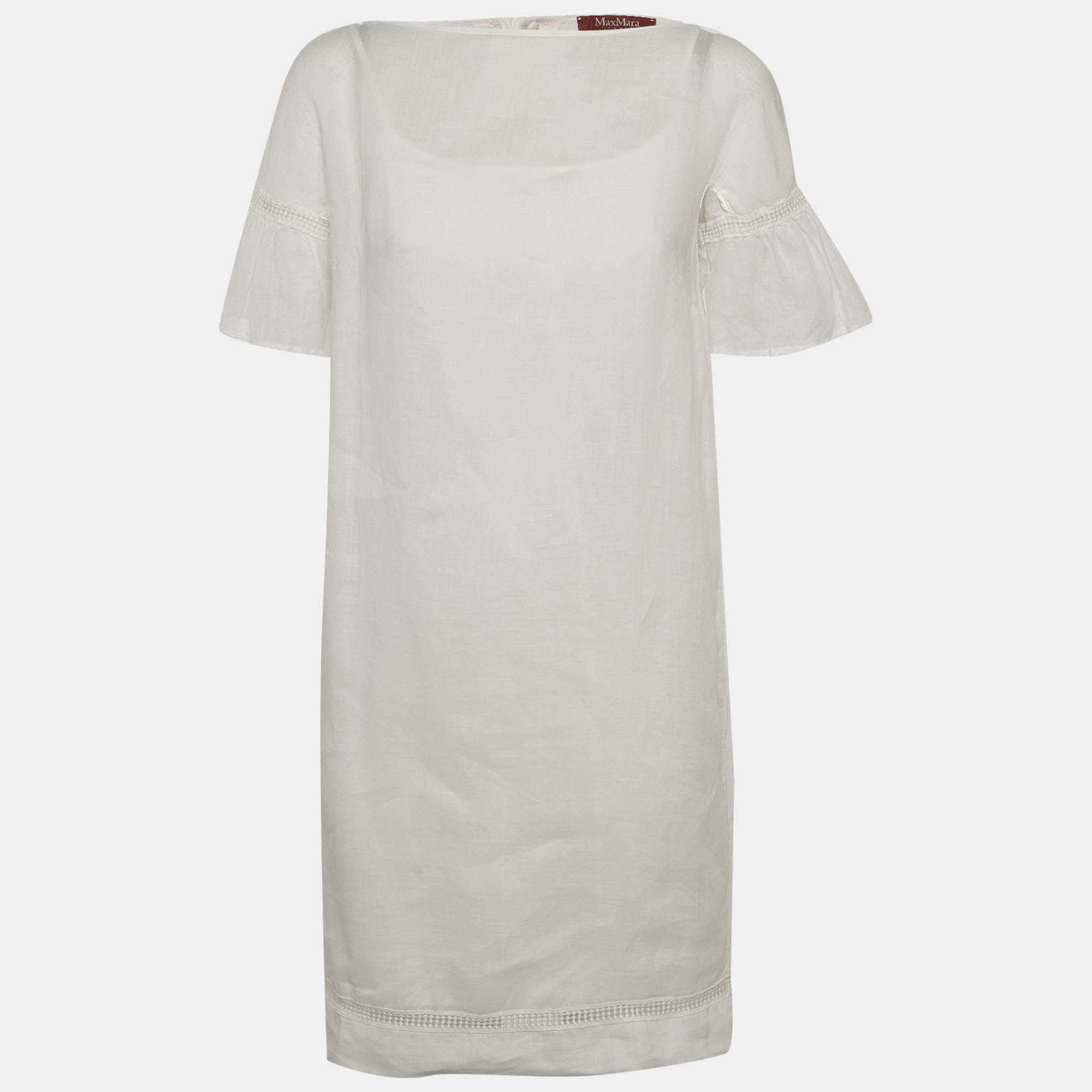 

Max Mara White Cotton Flared Sleeve Short Dress S