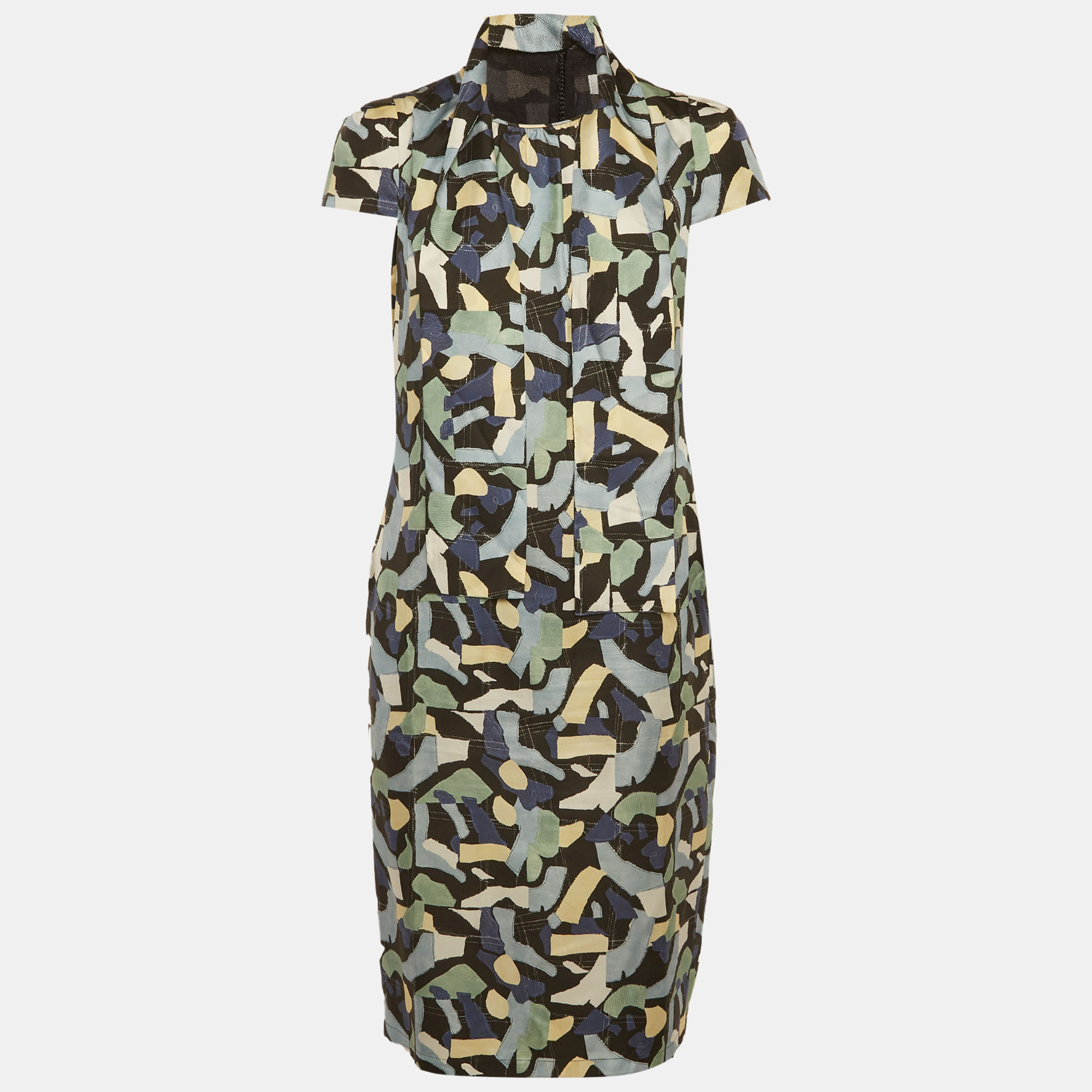 

Max Mara Multicolour Satin Cape Sleeve Mini Dress M, Multicolor