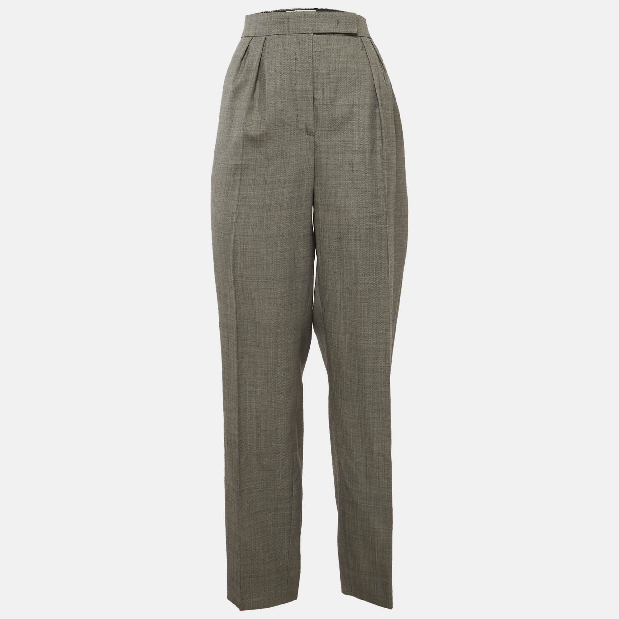 

Max Mara Grey Wool Blend Pleated Wide Leg Trousers XL