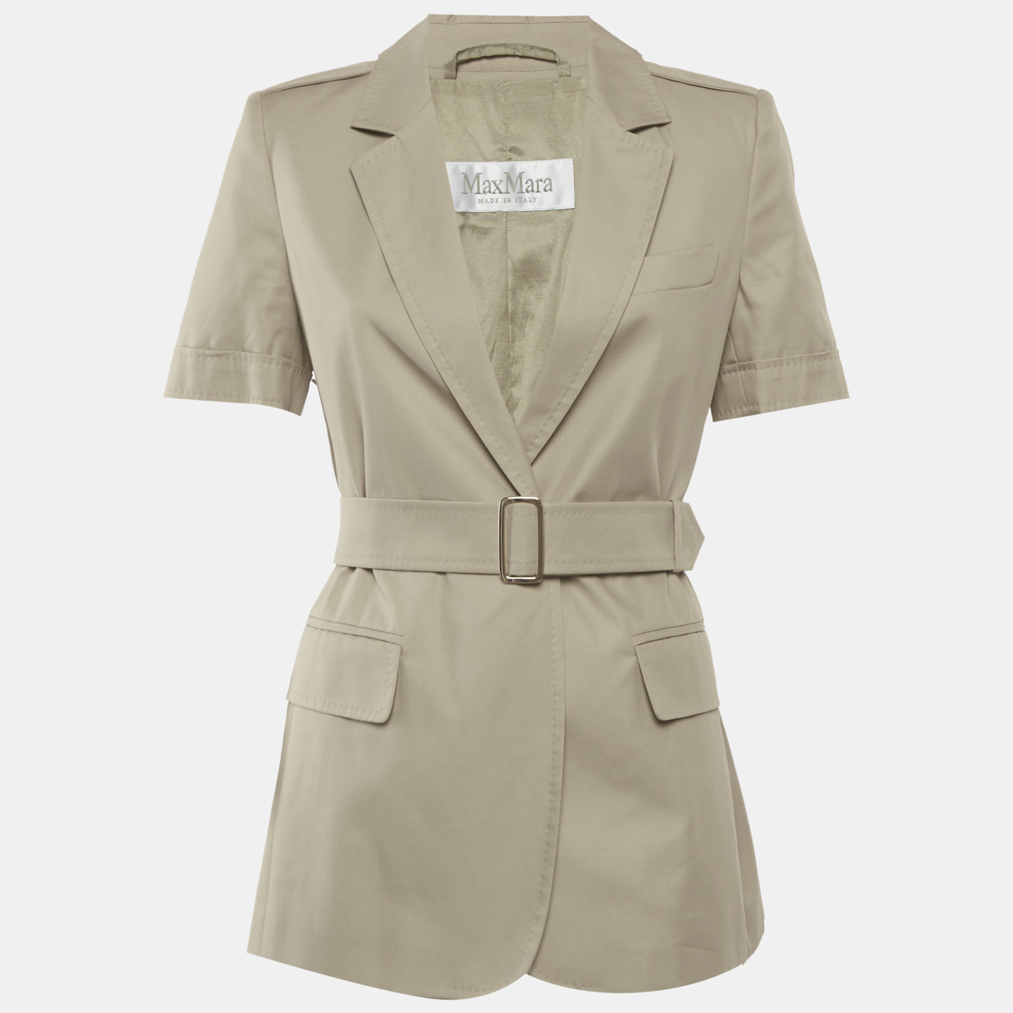 

Max Mara Beige Gabardine Short Sleeve Blazer and Trousers Set S