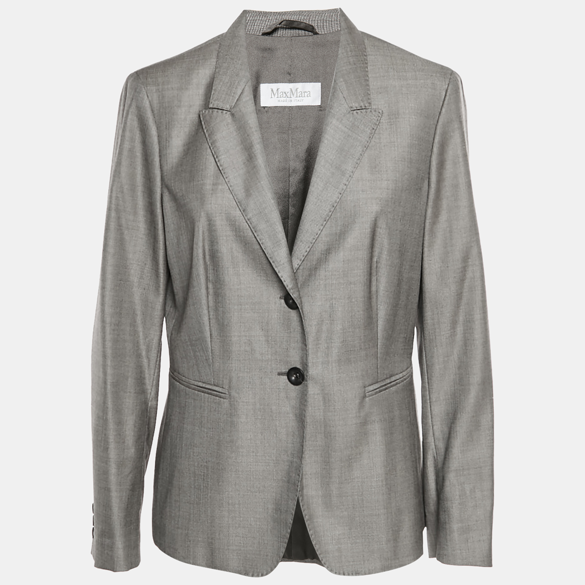 

Max Mara Grey Wool Blend Single Breasted Blazer L