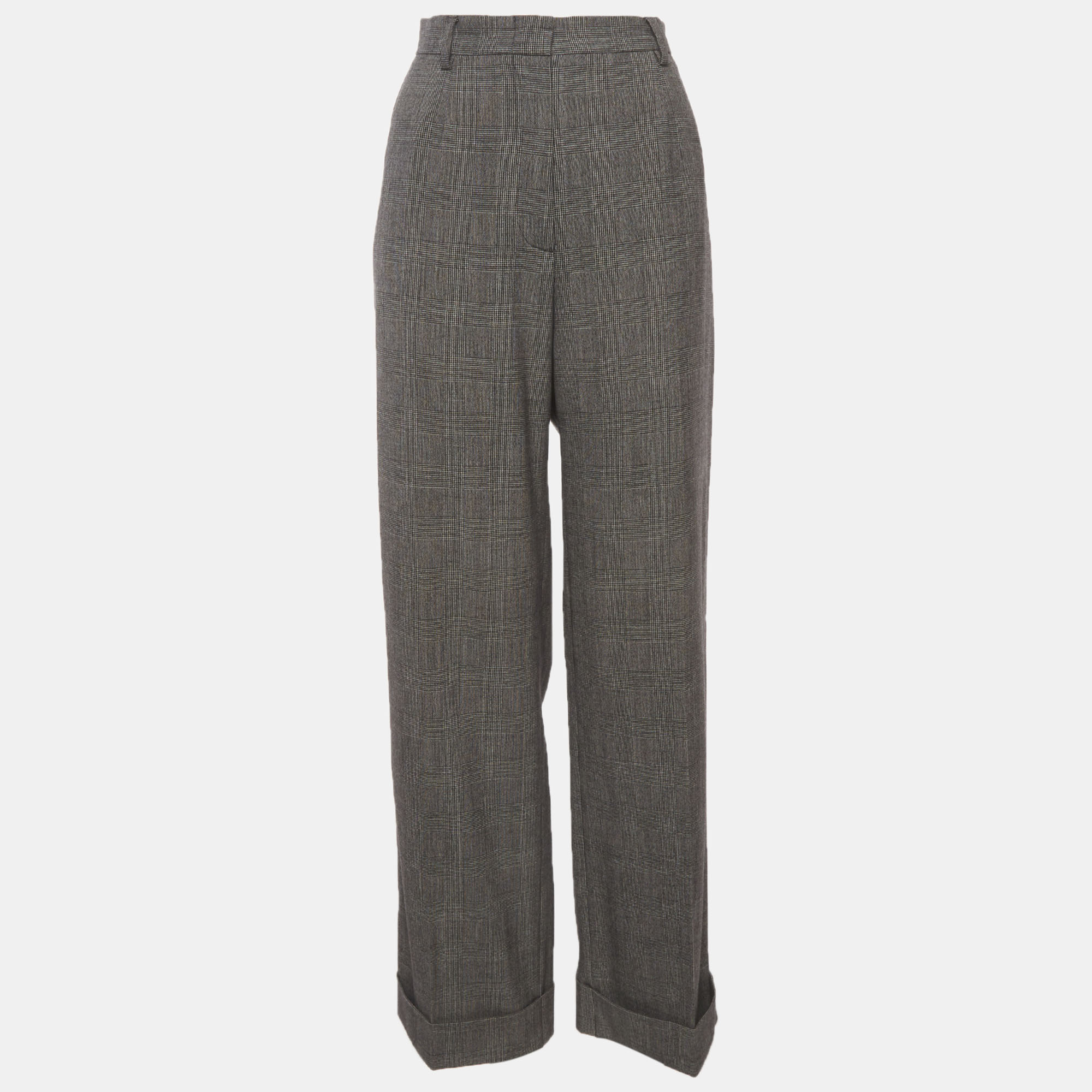 

Max Mara Grey Prince of Whales Wool Trousers L