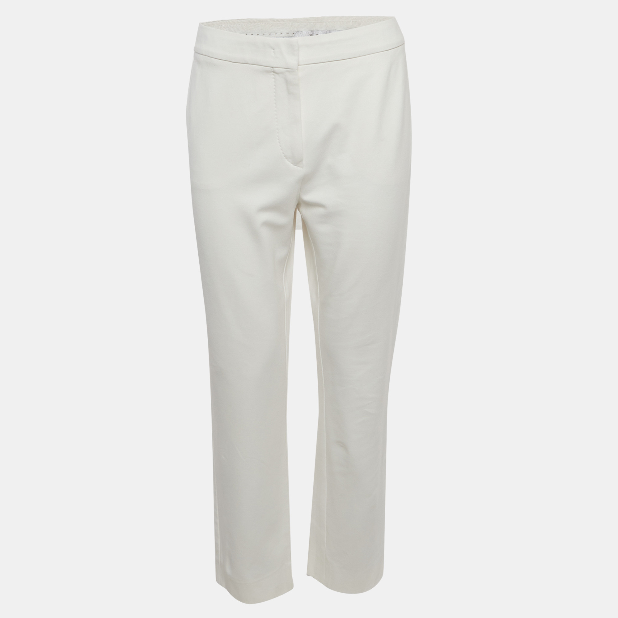 

Max Mara White Stretch Knit Straight Fit Trousers M