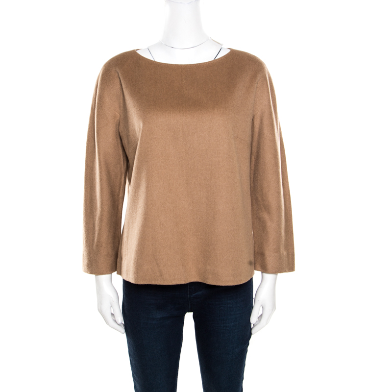 Pre Owned Max Mara Brown Camel Hair Moritz Top M