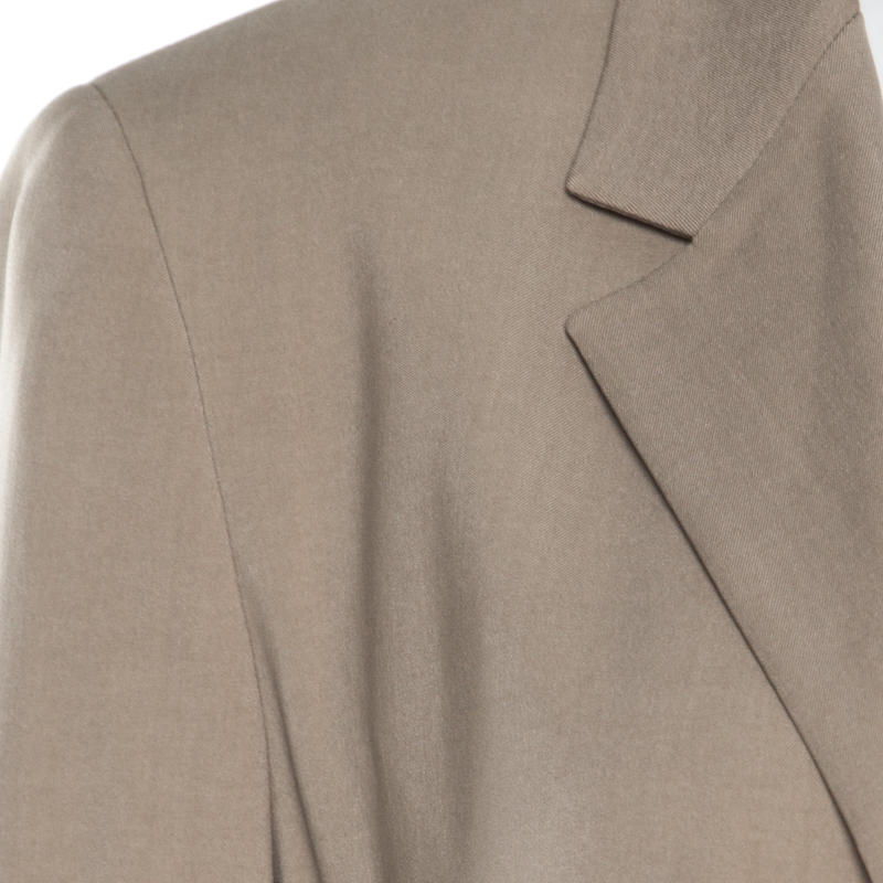 Pre-owned Max Mara Beige Wool And Silk Front Tie Detail Blazer L
