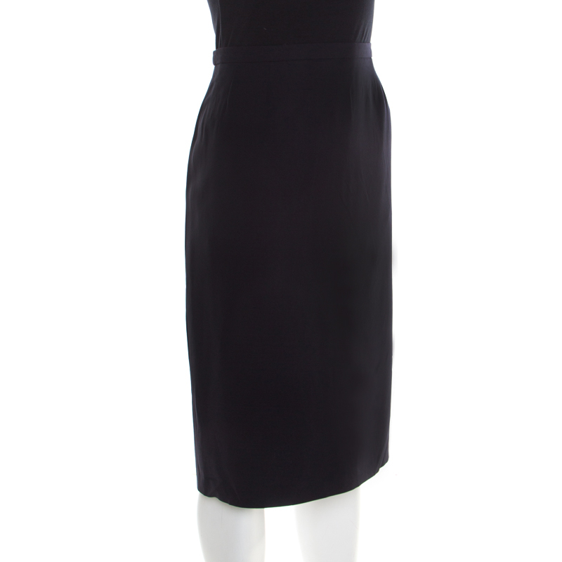

Max Mara Black Crepe Straight Fit Midi Skirt