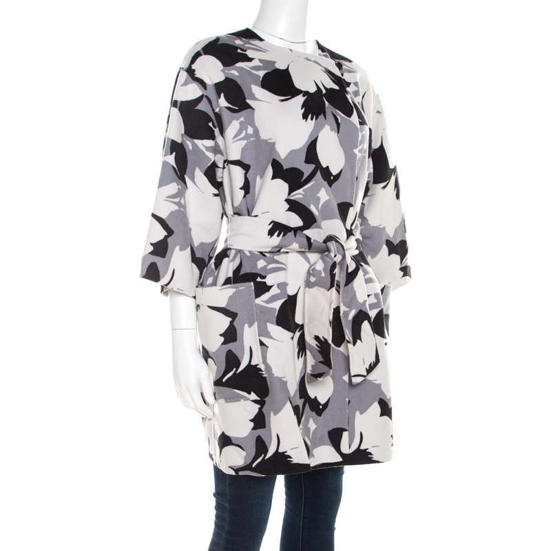 

Max Mara Monochrome Angora and Wool Reversible Belted Wrap Coat, Multicolor