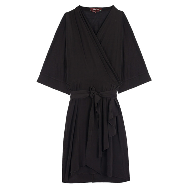 Pre Owned Max Mara Black Wrap Silk Dress L