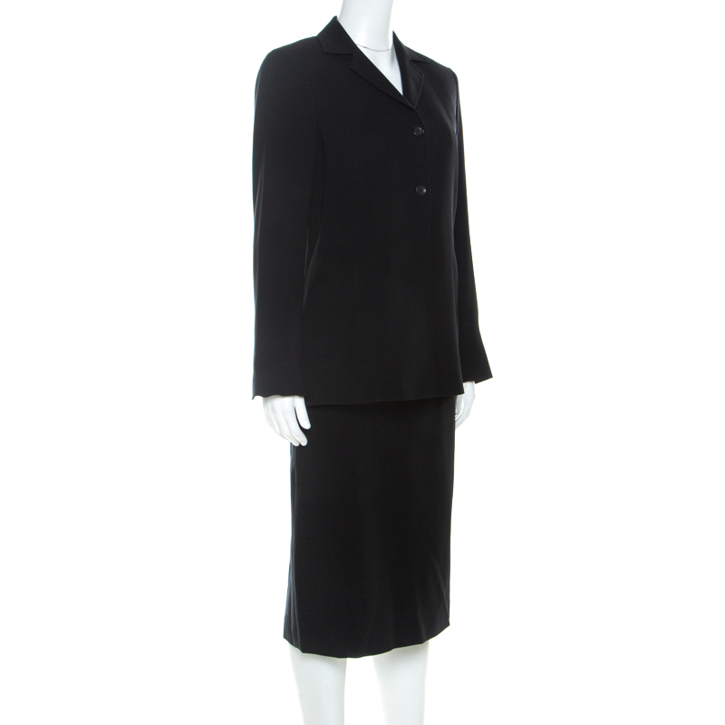 

Max Mara Black Wool Midi Skirt Suit