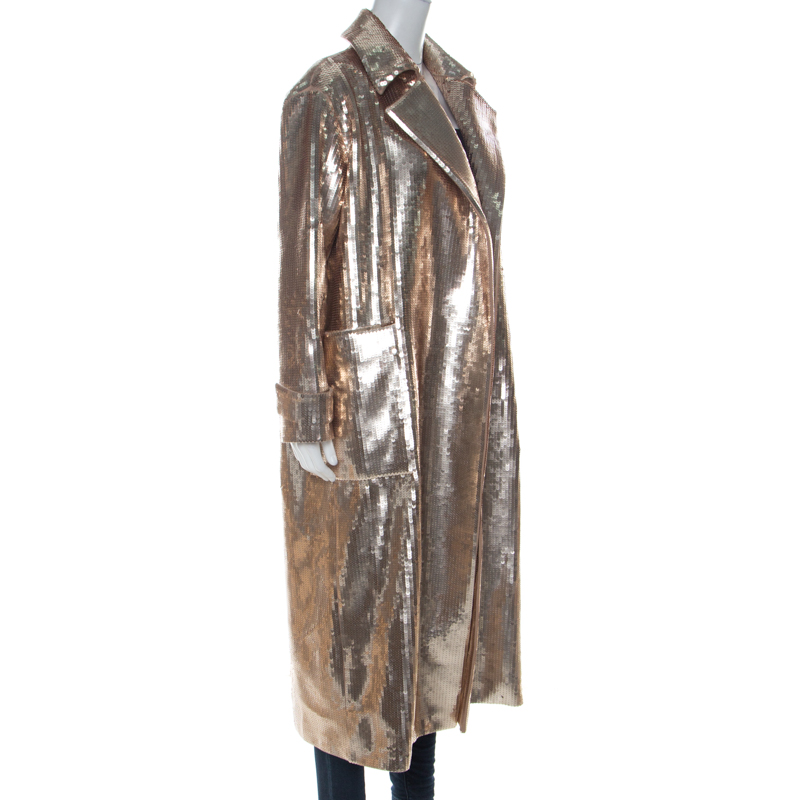 

Max Mara Gold Sequinned Wool Long Starlet Coat