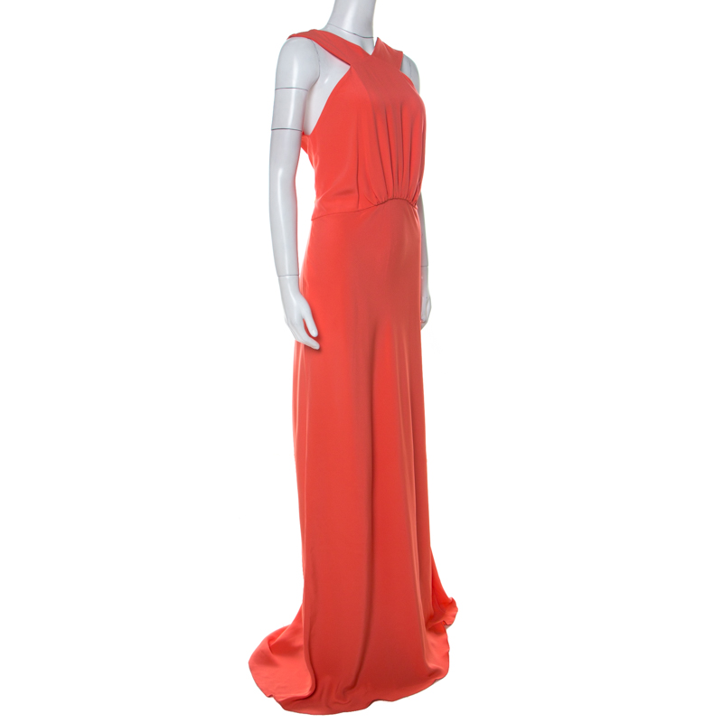 

Max Mara Pianoforte Coral Cady Cut Out Detail Leo Maxi Dress, Orange