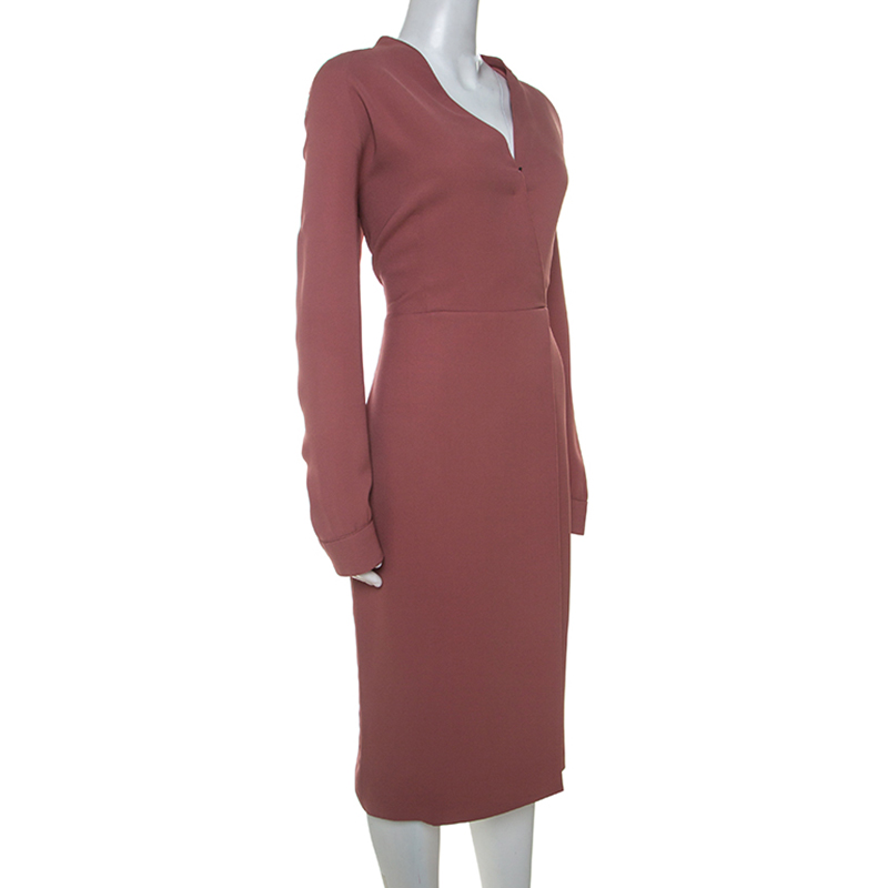 

Max Mara Dusty Pink Silk Faux Wrap Belted Robe Dress M