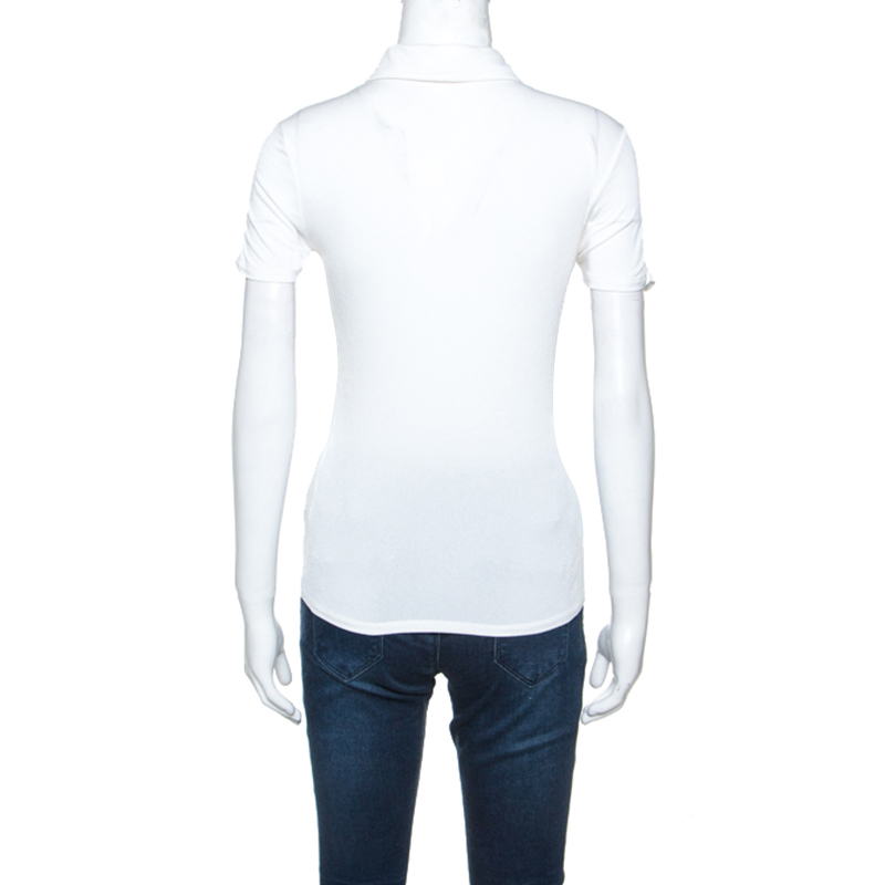 Pre-owned Max Mara White Jersey Collared T-shirt M