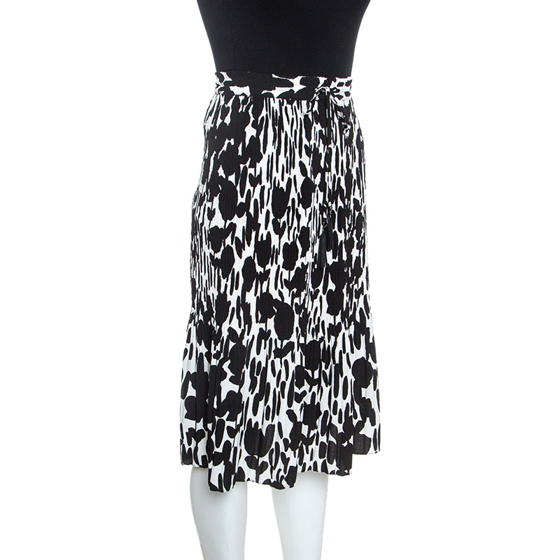 

Max Mara Monochrome Printed Wrinkled Midi Skirt, Black