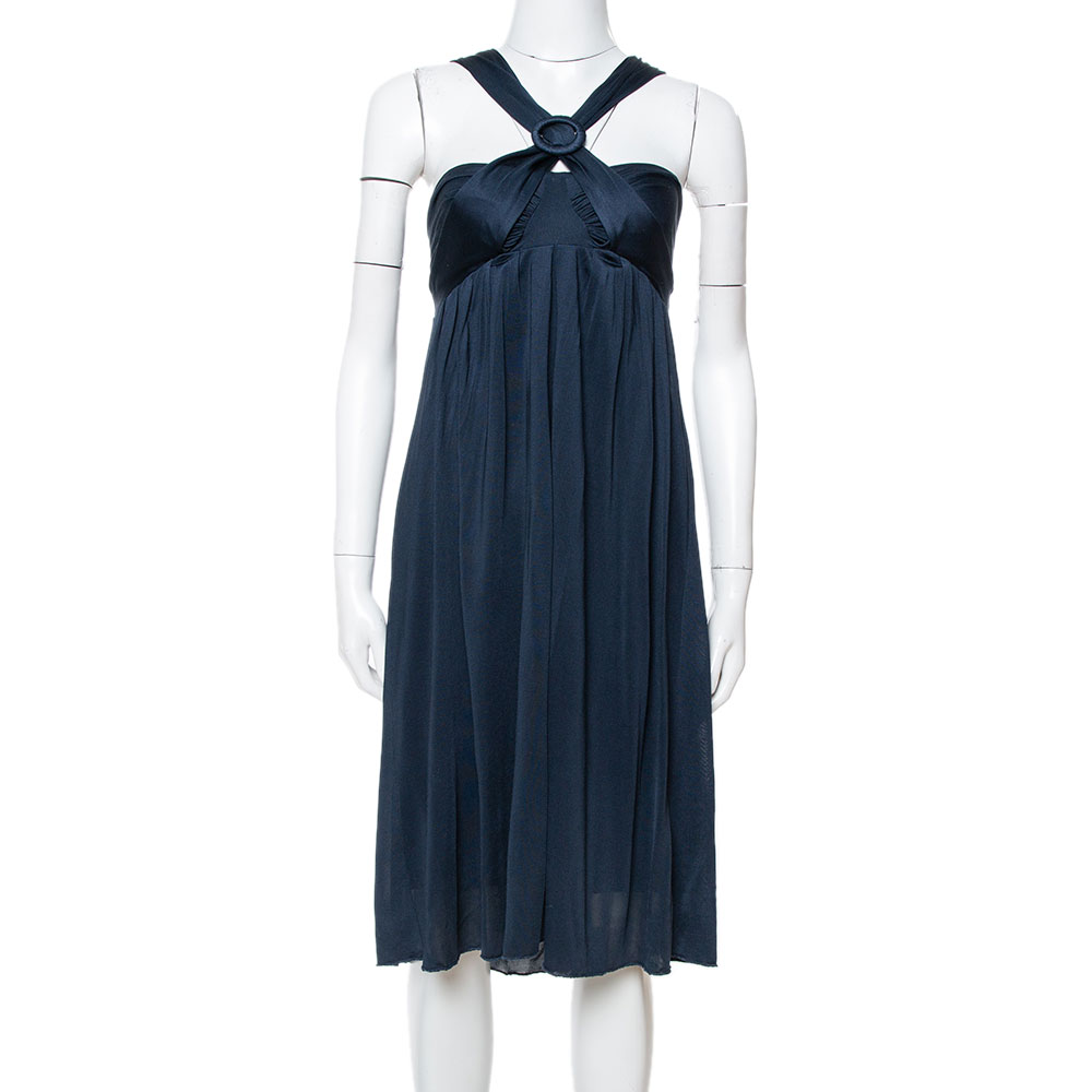 

Max Mara Midnight Blue Silk Jersey Halter Neck Dress, Navy blue