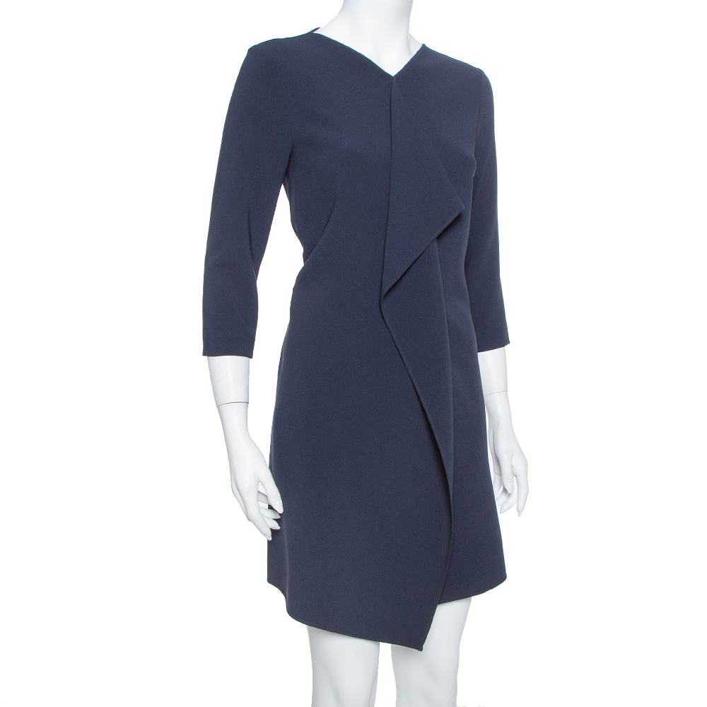 

Max Mara Navy Blue Crepe Ruffled Tunic