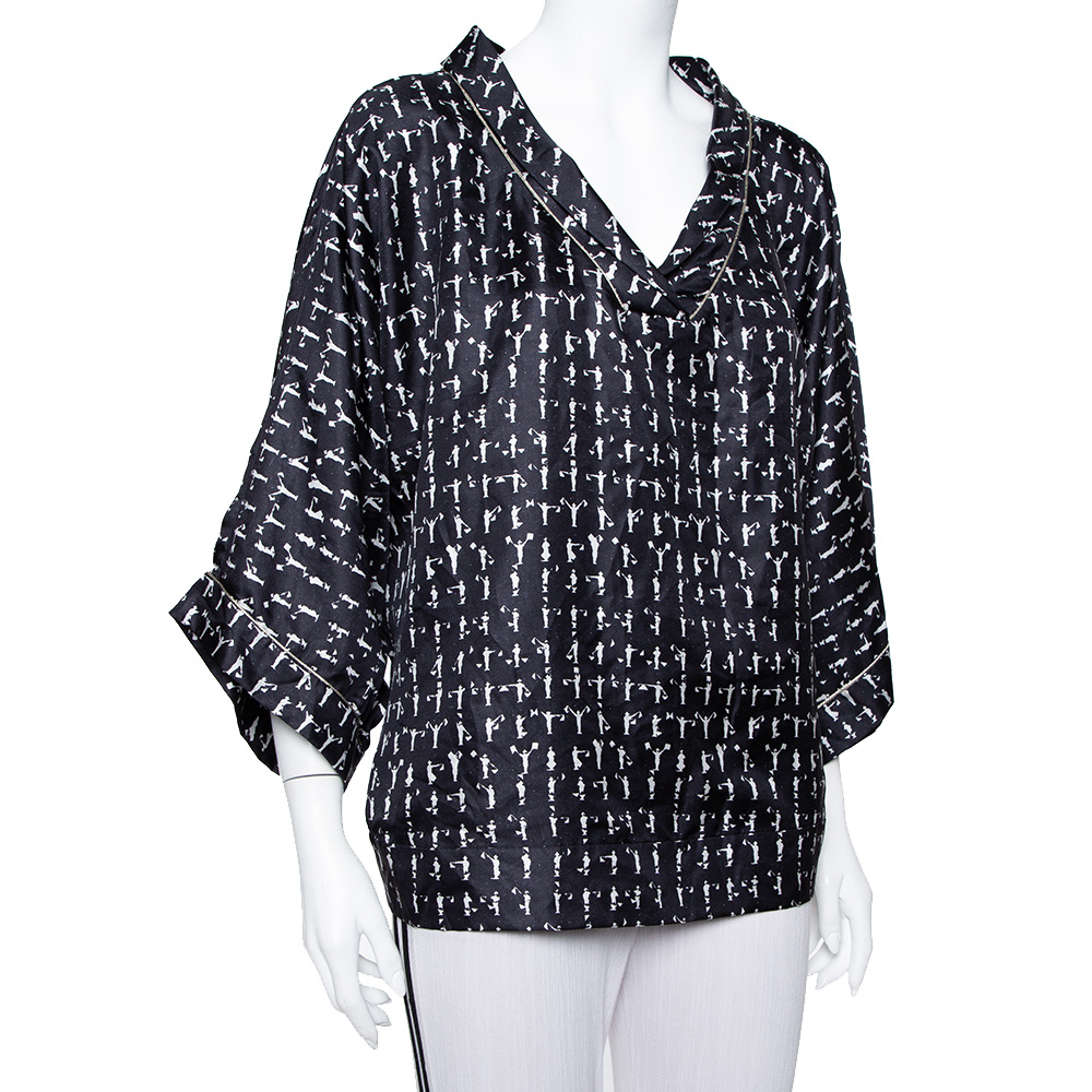 

Max Mara Monochrome Printed Oversized Sleeve Top, Black