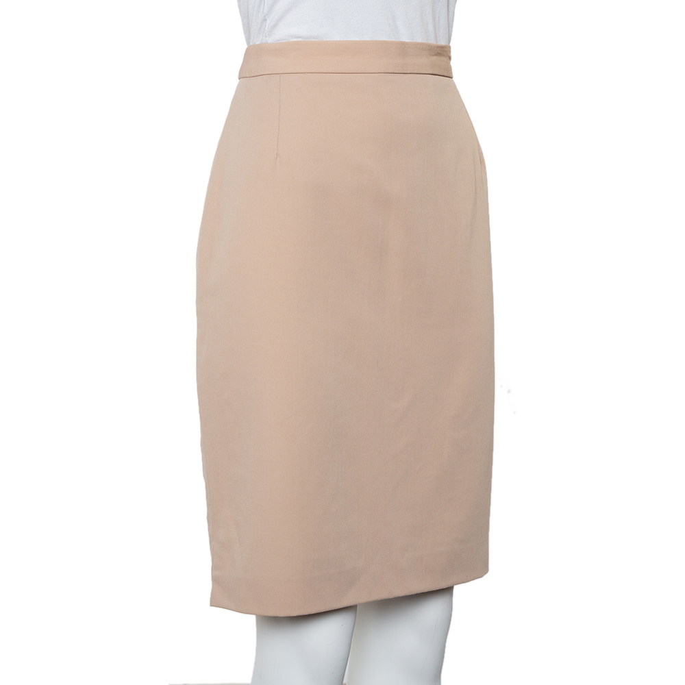 

Max Mara Beige Wool Knee Length Skirt