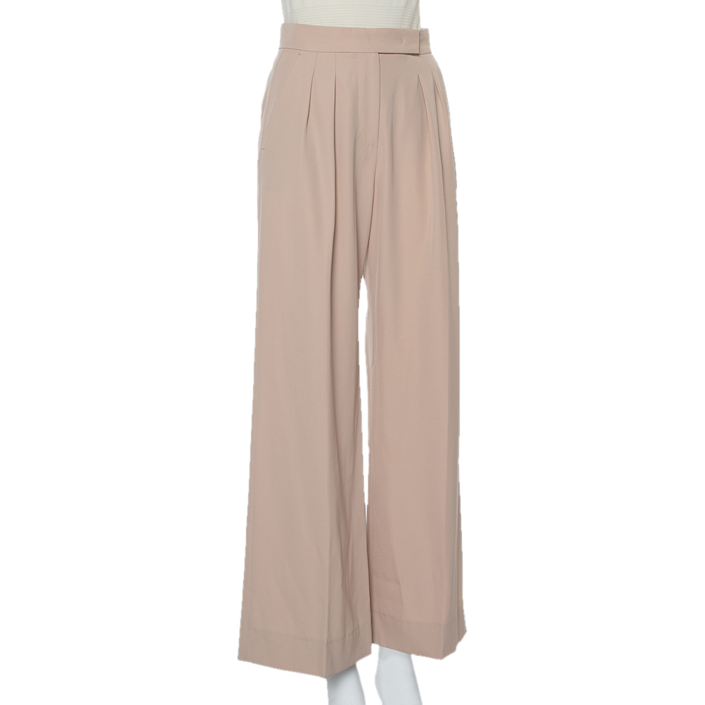 

Max Mara Beige Wool Wide Leg Trousers