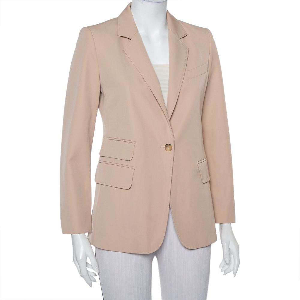 

Max Mara Beige Wool Button Front Unno Blazer