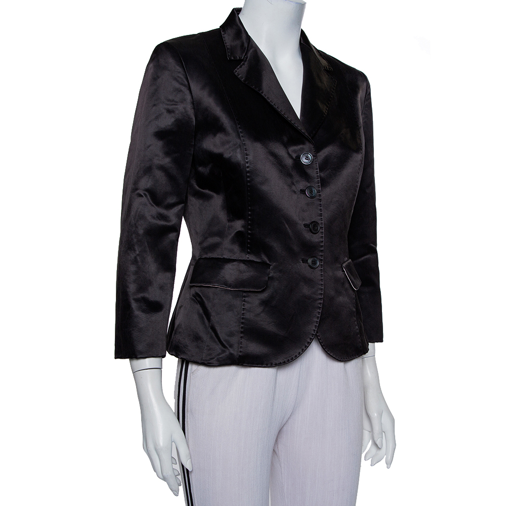 

Max Mara Black Satin Button Front Blazer