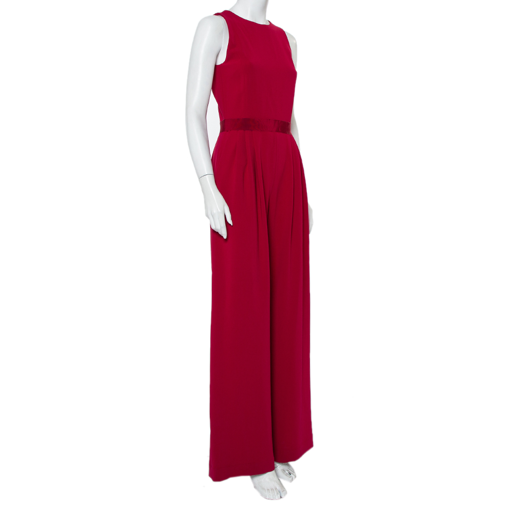 

Max Mara Magenta Crepe Sleeveless Belted Cady Jumpsuit, Purple