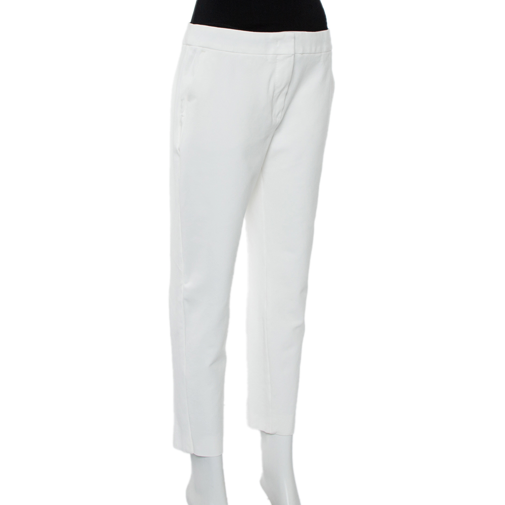 

Max Mara White Knit Cropped Tapered Leg Trousers