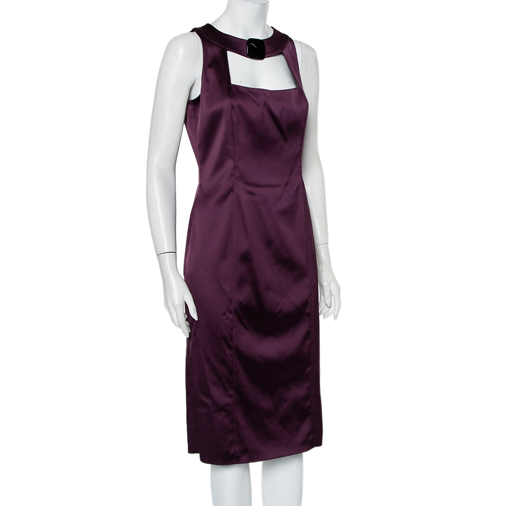 

Max Mara Purple Stretch Satin Sheath Dress