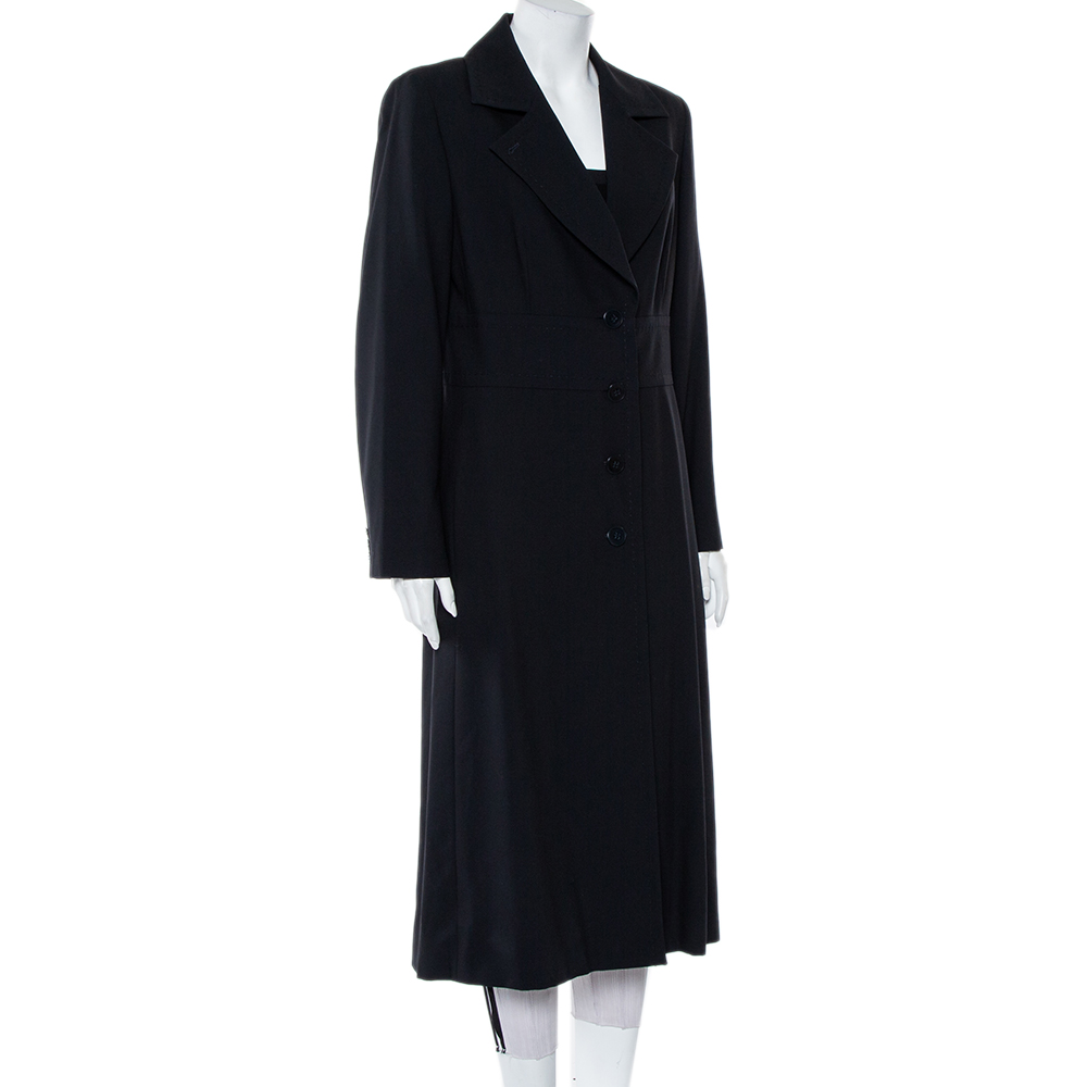

Max Mara Black Wool Button Front Mid Length Coat