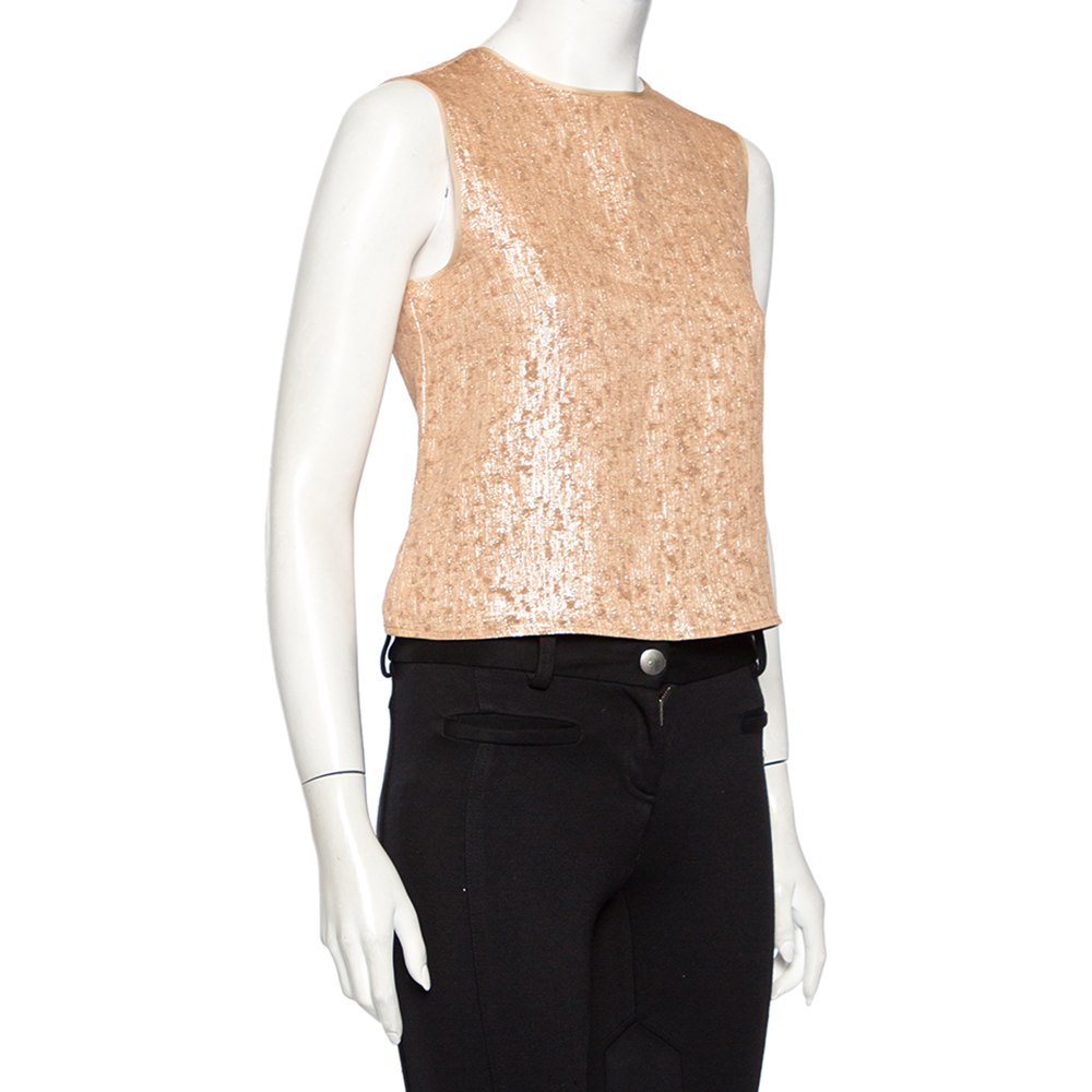 

Max Mara Beige Lamé Sleeveless Top