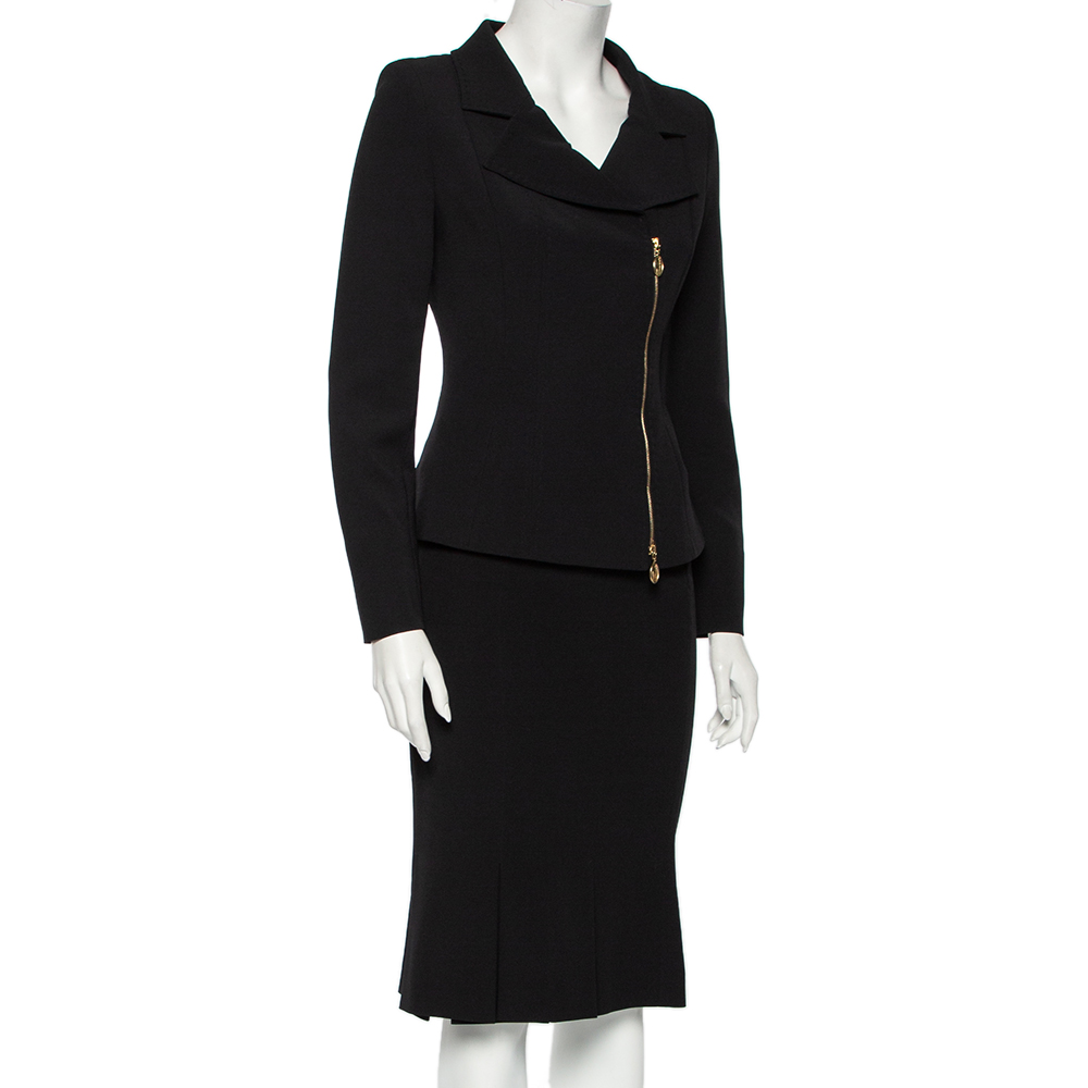 

Max Mara Black Crepe Double Breasted Blazer & Skirt Set