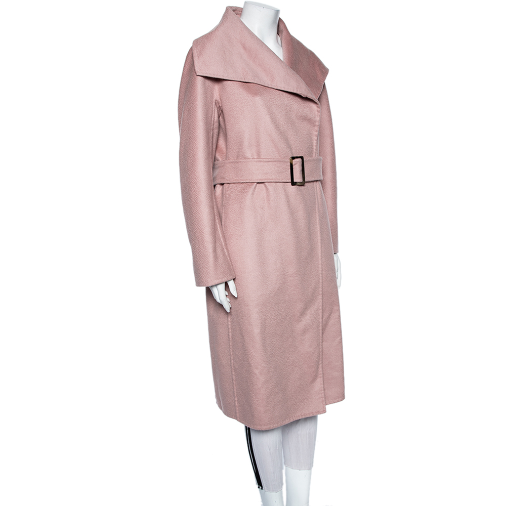 

Max Mara Blush Pink Cashmere Belted Cucito A Mano Coat