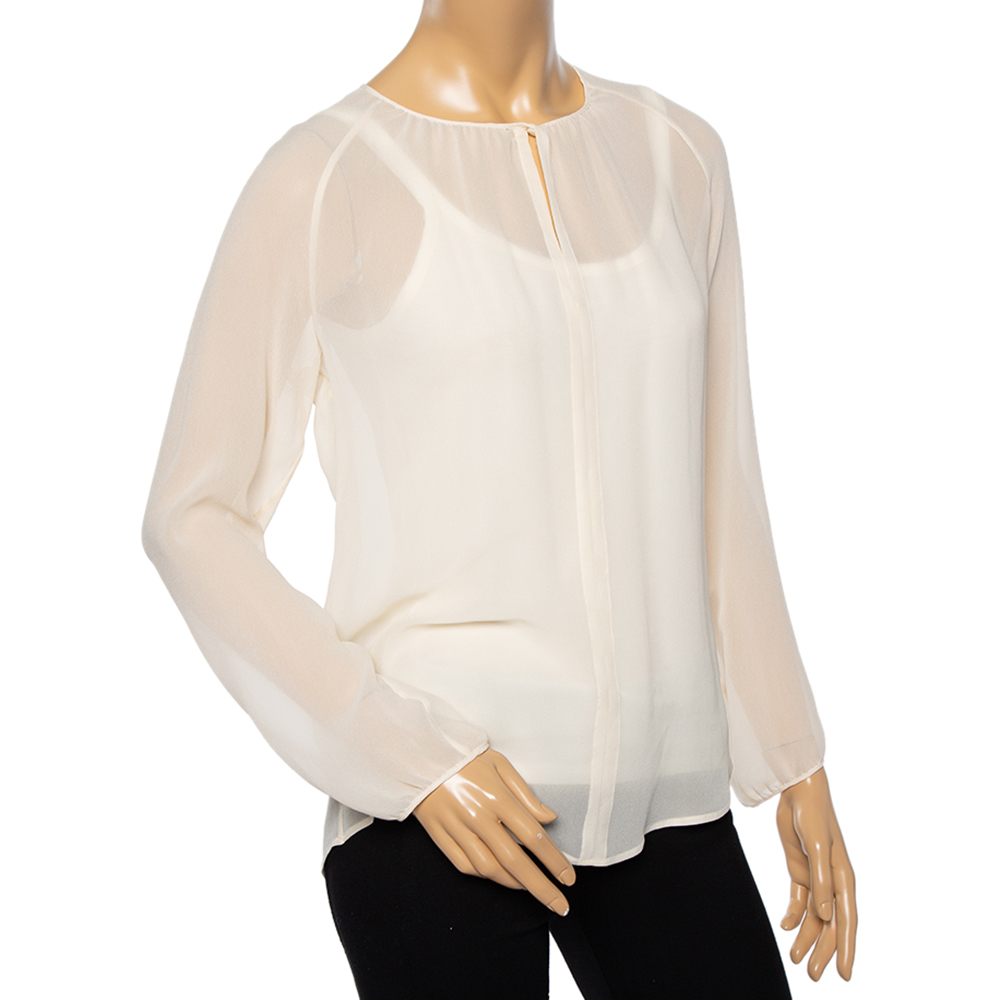 

Max Mara Cream Silk Sheer Top