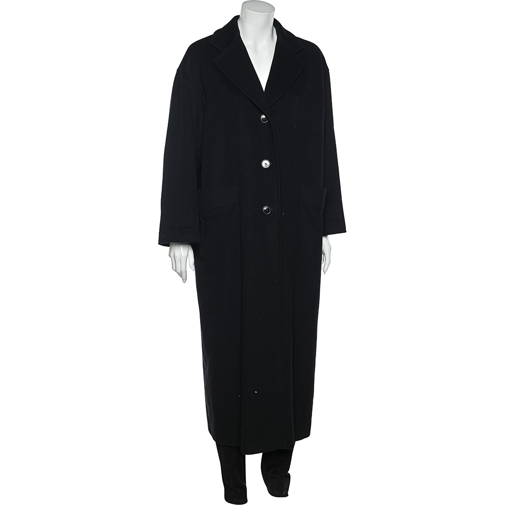 

Max Mara Black Wool & Cashmere Oversized Long Coat
