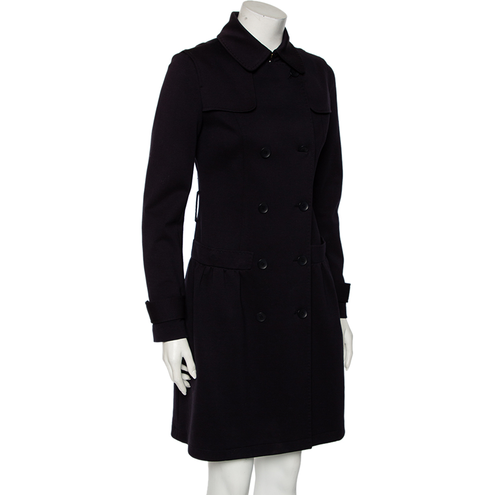 

Max Mara Navy Blue Cotton Double Breasted Trench Coat