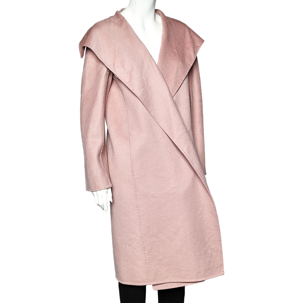 

Max Mara Pink Cashmere Sailor Collar Open Front Jacket