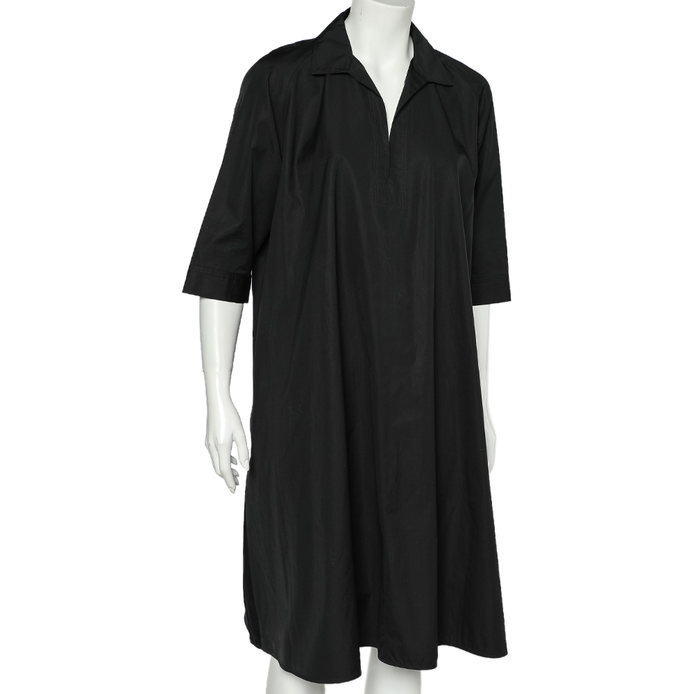 

Max Mara Black Cotton Oversized Shift Midi Dress