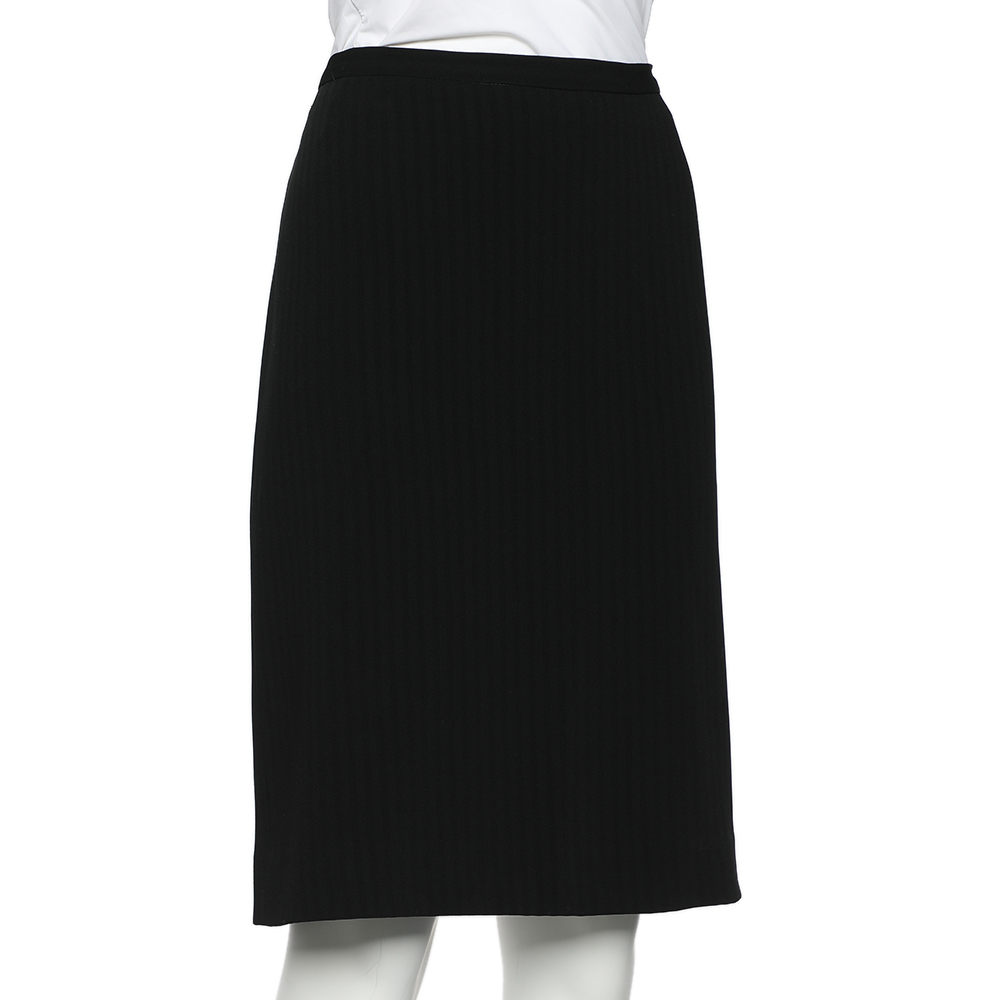 

Max Mara Black Striped Crepe Knee Length Skirt
