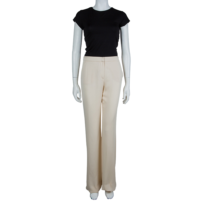 

Max Mara Beige Silk Crepe Trousers