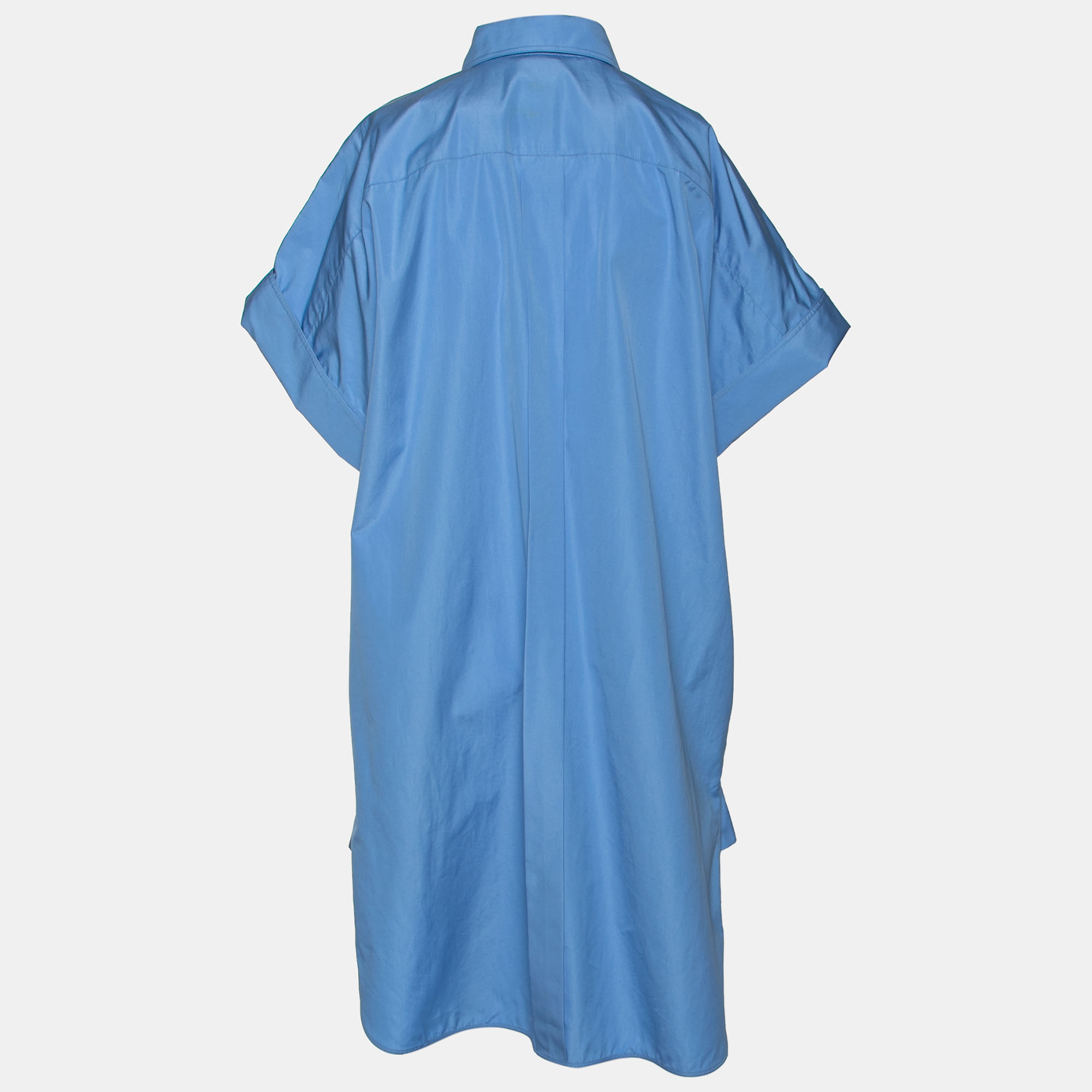 

Max Mara Blue Cotton Button Front Midi Shirt Dress