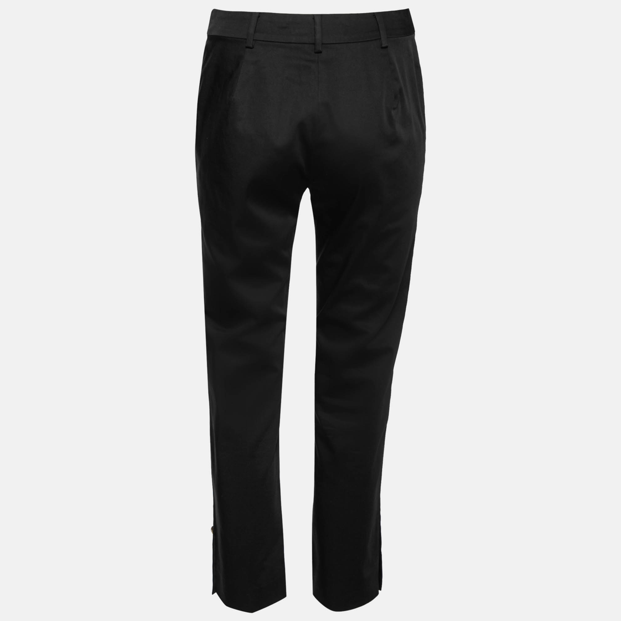 

Max Mara Black Wool Button Hem Detailed Pants