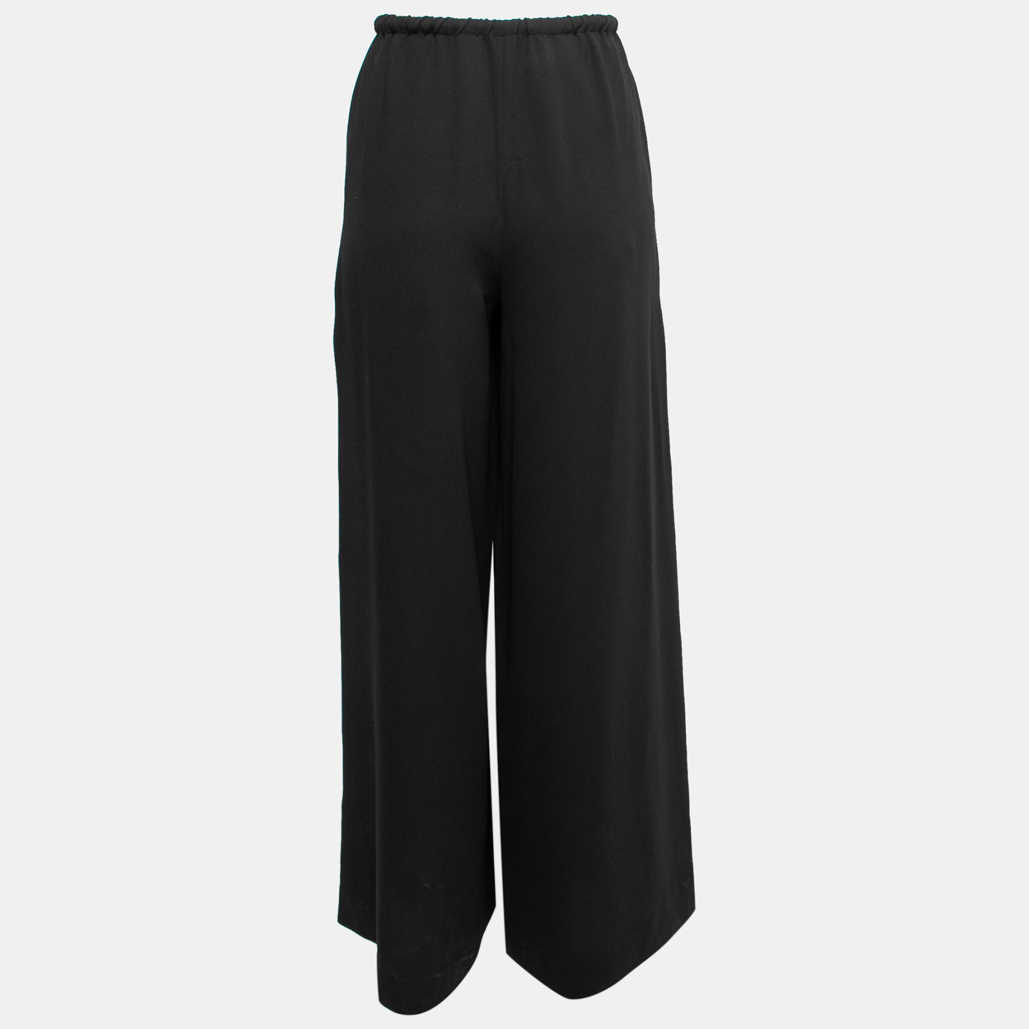 

Max Mara Black Crepe Buttoned-Up Wide Leg Pants