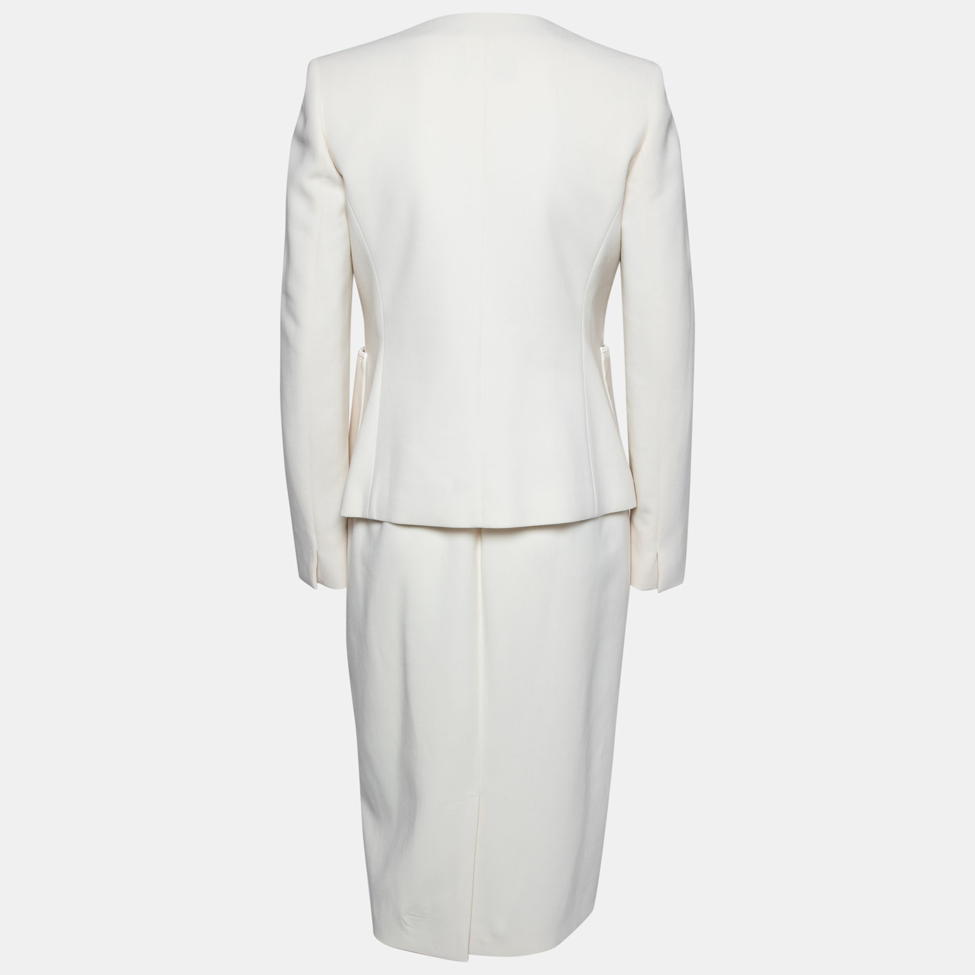 

Max Mara Cream Wool Sleeveless Dress Jacket Set