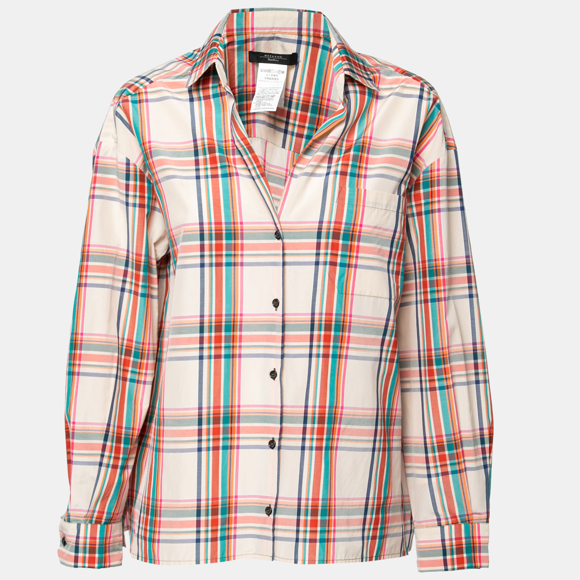 

Max Mara Multicolor Checkered Cotton Button Front Shirt