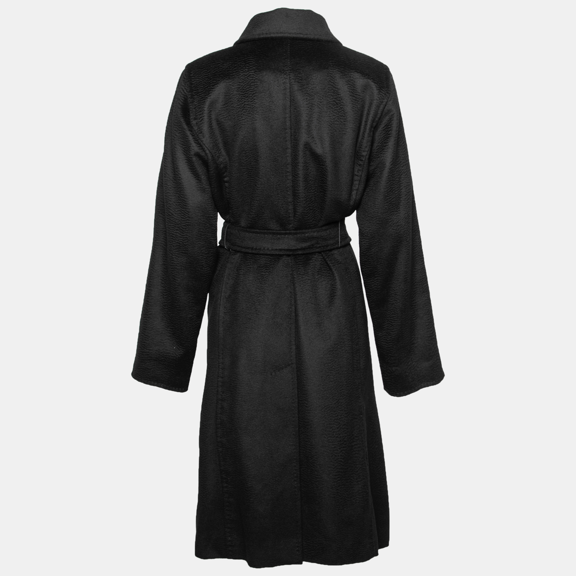 

Max Mara Black Camel Hair Belted Wrap Coat