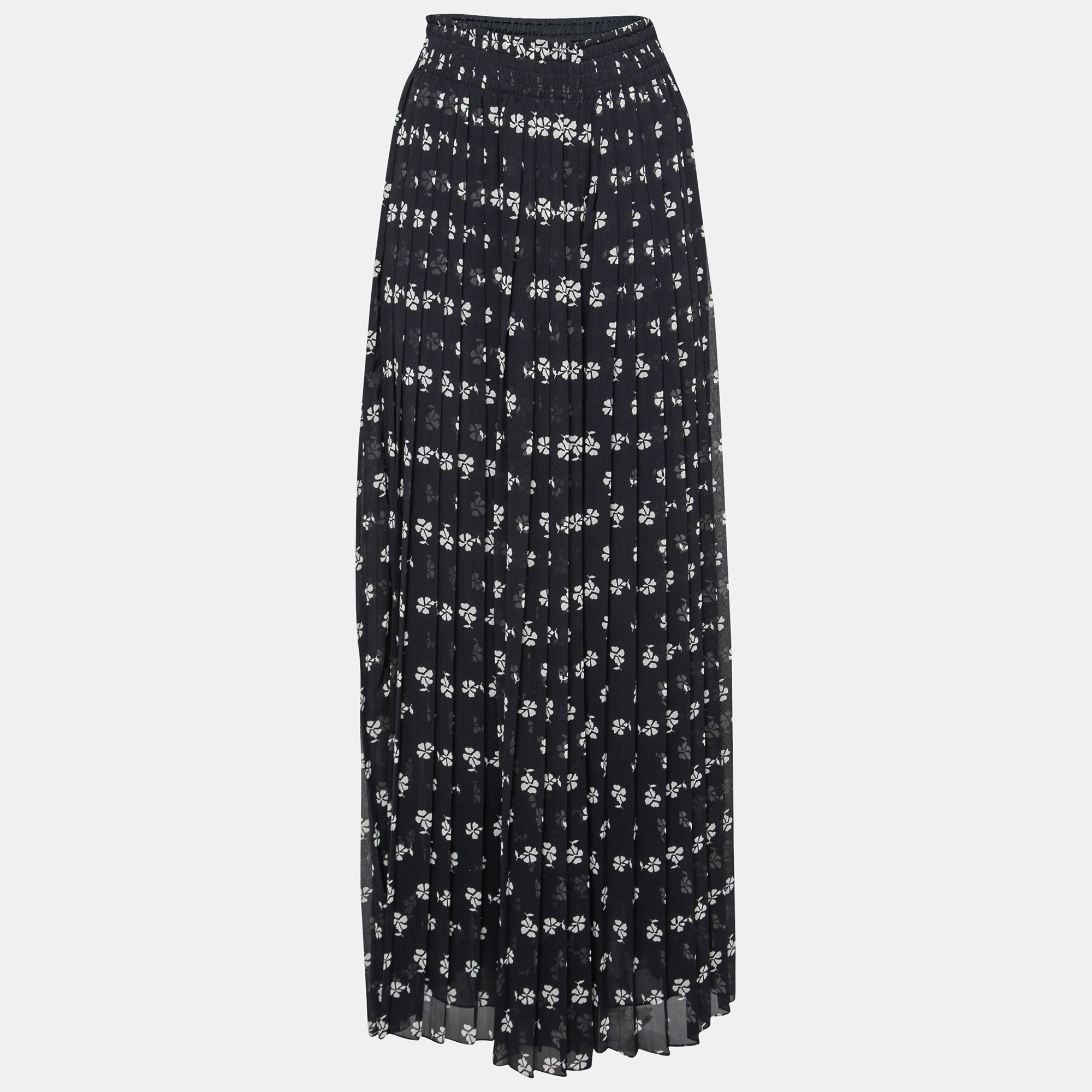 

Max Mara Navy Blue Floral Printed Chiffon Pleated Palazzo Pants