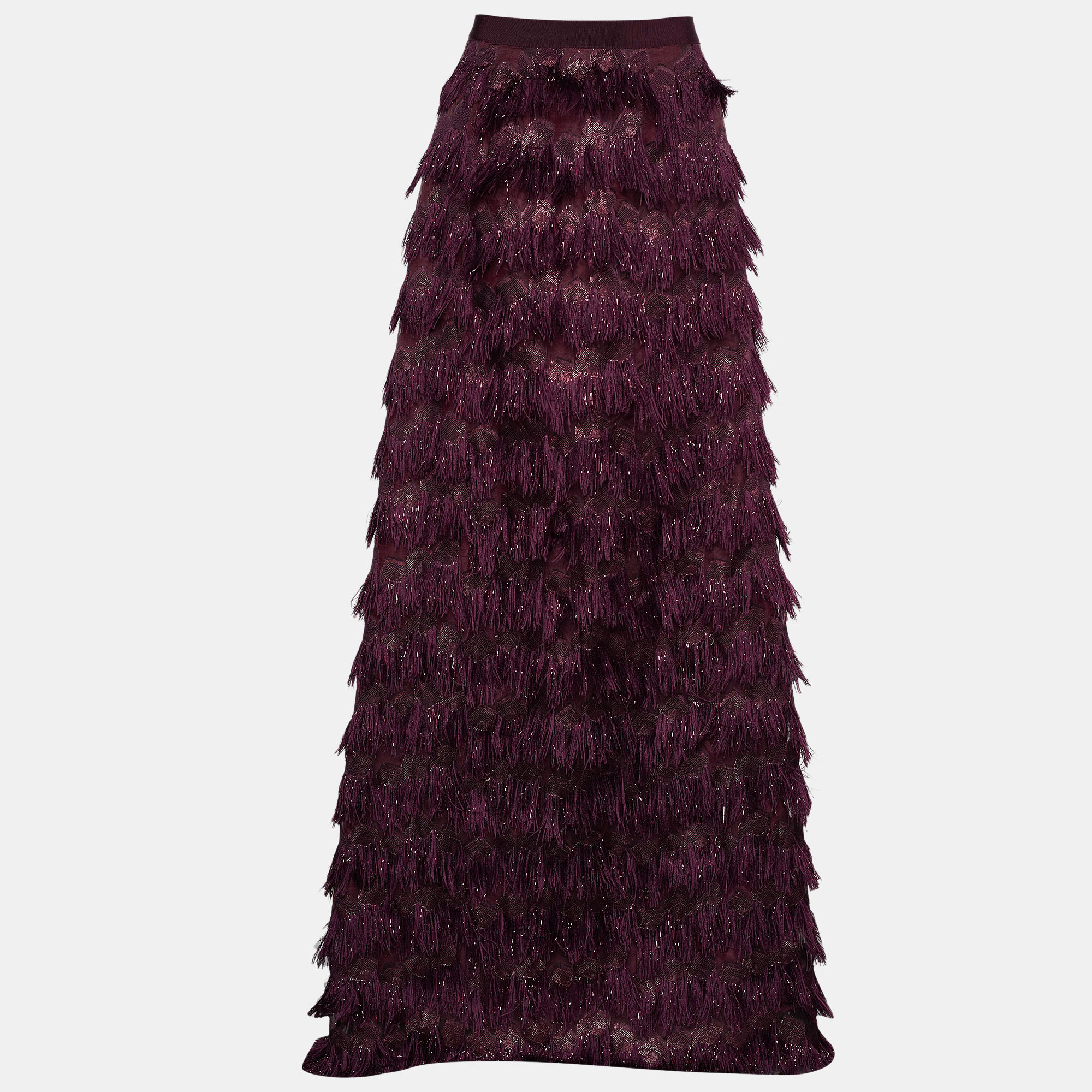 Max Mara Burgundy Lurex Fil Coupe Maxi Skirt M