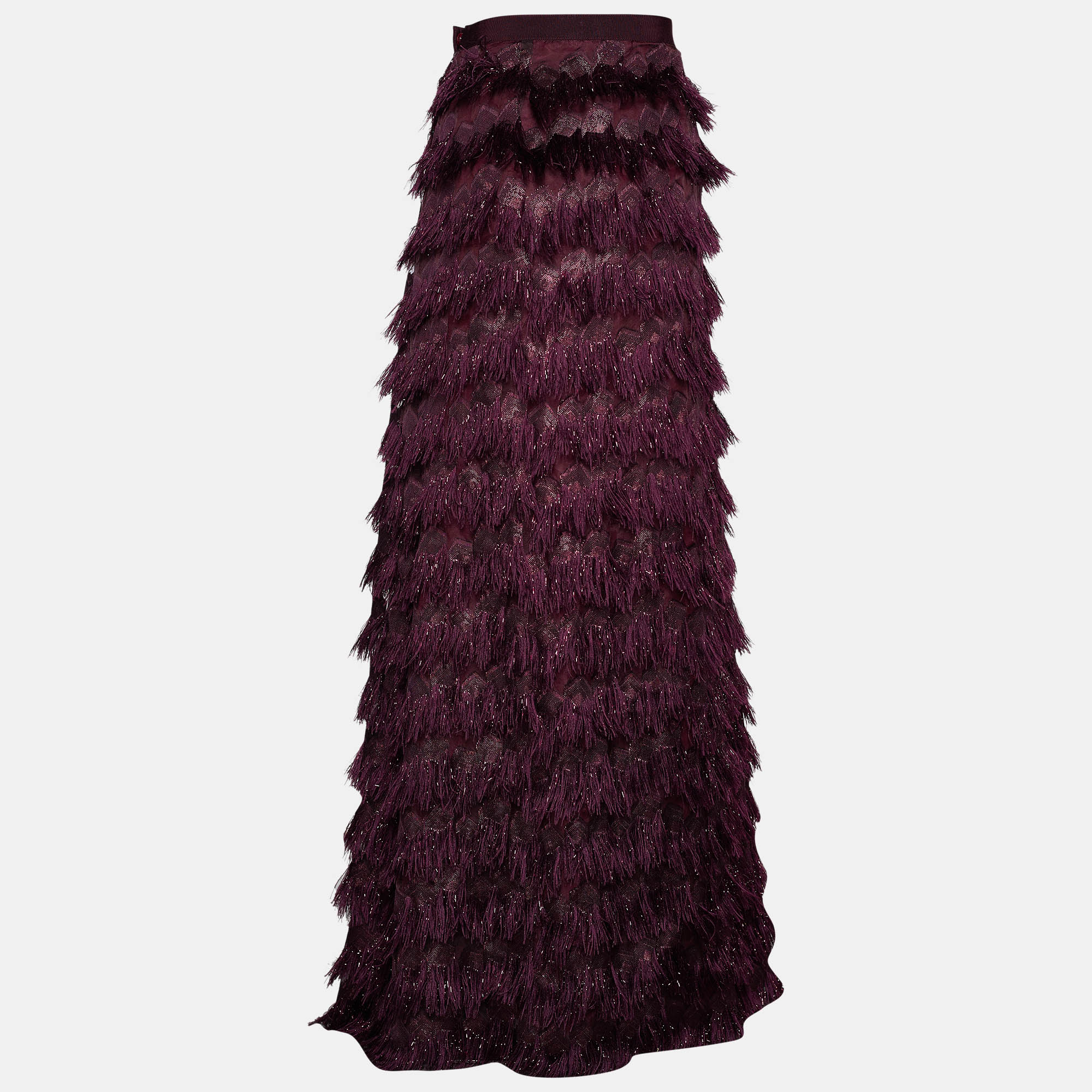 

Max Mara Burgundy Lurex Fil Coupe Maxi Skirt