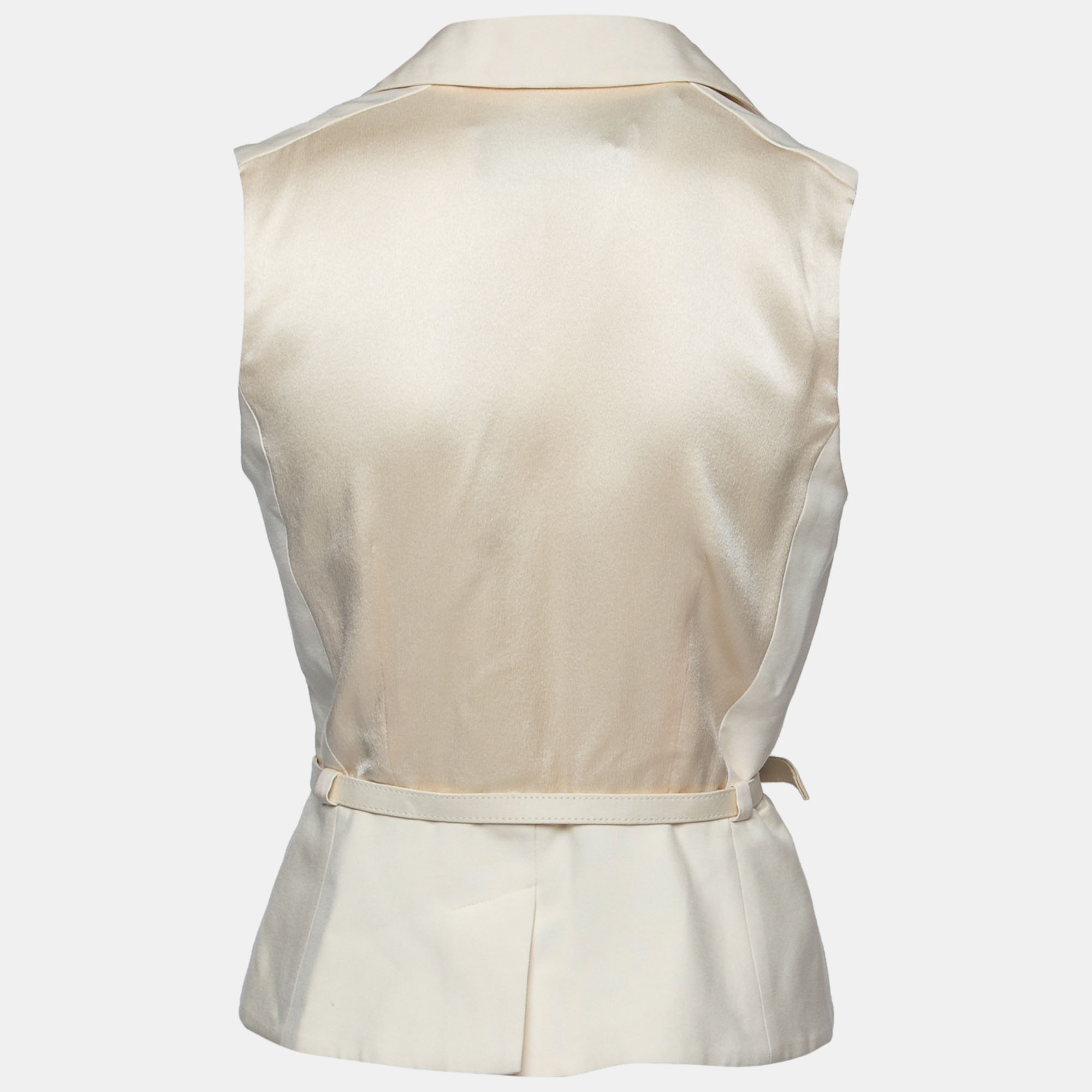 

Max Mara Cream Silk-Crepe Belted Cariddi Top