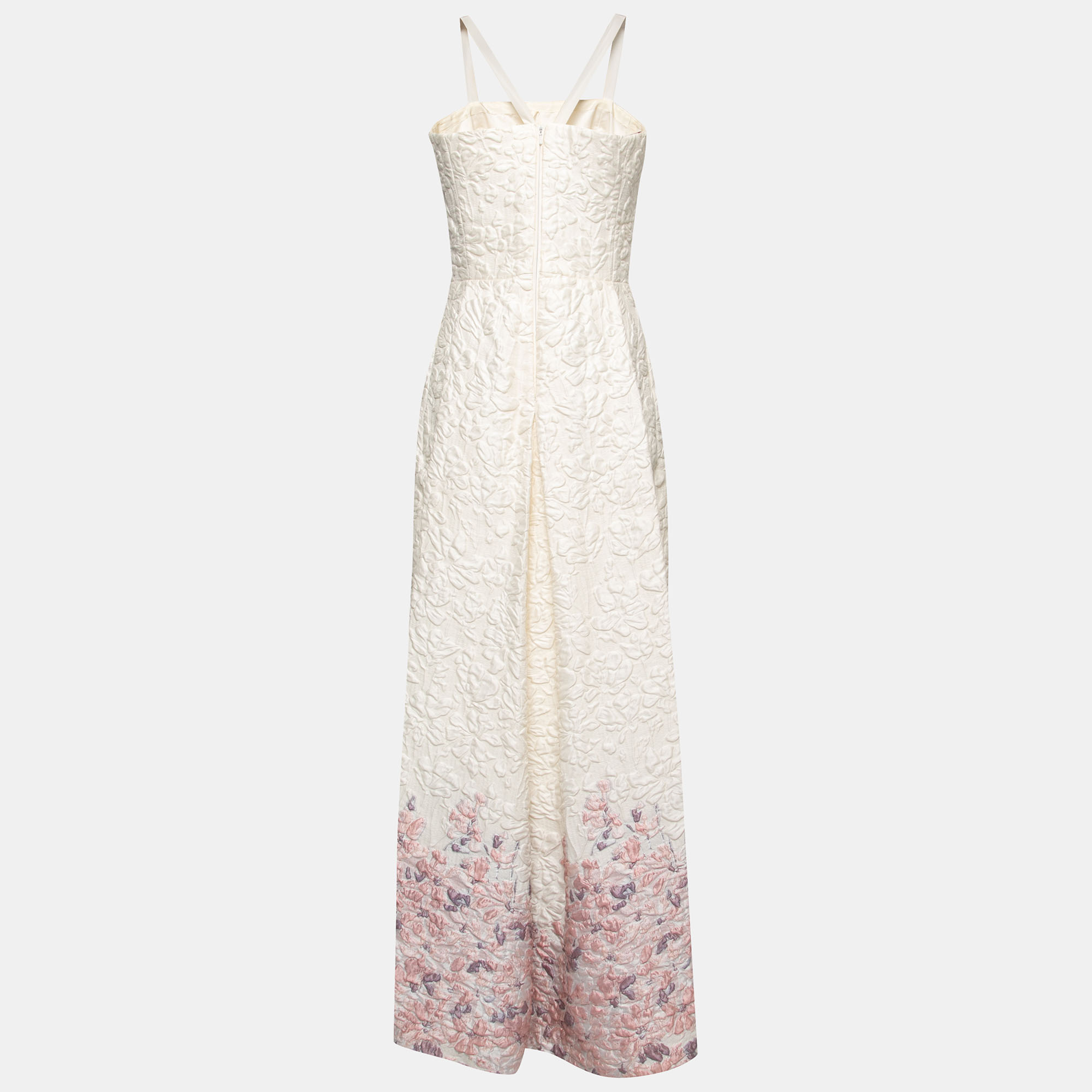 

Max Mara Cream Floral Embossed Jacquard Gown